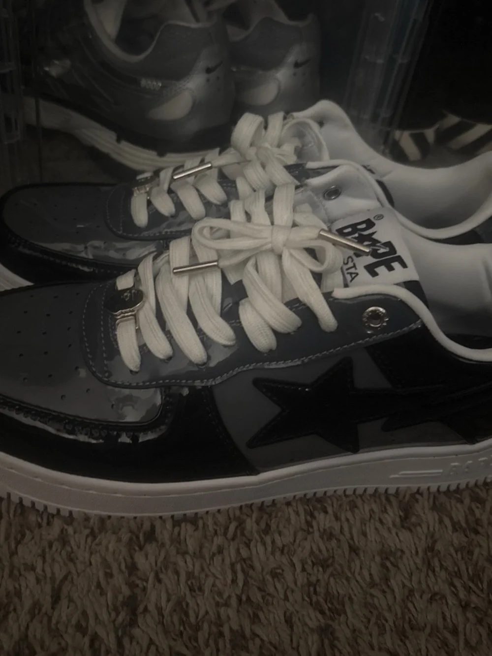 Bape Kids Low-Top Sneakers in Black and White